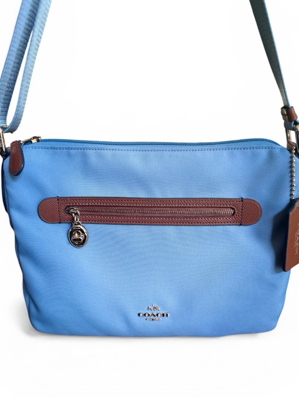 Coach Sawyer Crossbody Bag Blue Nylon Leather Trim NWT Dust Bag - Picture 15 of 16